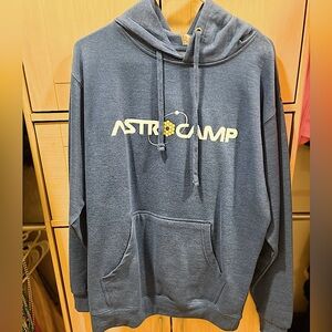 A blue camp hoodie